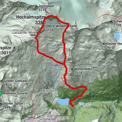 Hochalmspitze dal rifugio Gießener (salita cresta Detmolder, discesa Steinernen Mandln)