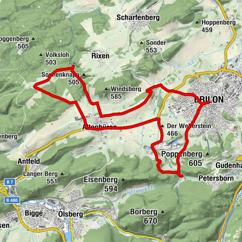 In bicicletta da Brilon all'Altenbürener Mühle e alla Hiebammen Hütte