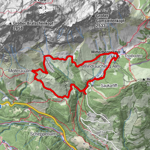 Attraverso il "percorso delle Quattro Baite" alla Windraucheggalm
