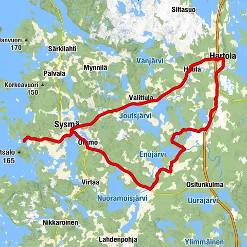 Percorso ciclabile escursionistico Vellamo, Hartola - Sysmä
