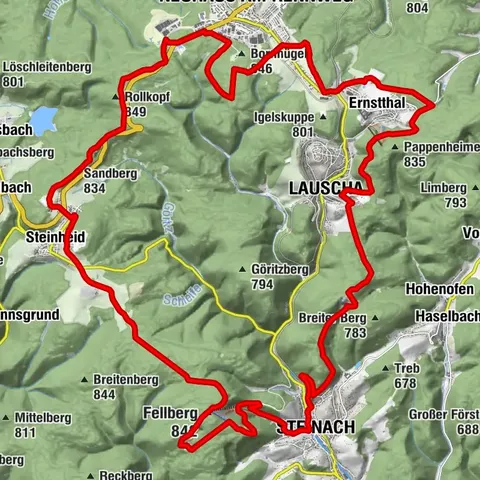 Escursione ad anello - "6-Kuppen-Steig" - Steinach - Foresta della Turingia