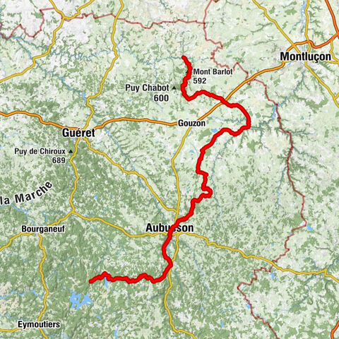 Percorso di Creuse / Tratto Est : Royère de Vassivière > Boussac