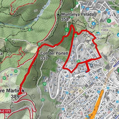 Ciutat Vella - Coll del Portell - Sant Pere Màrtir - Esplugues de Llobregat