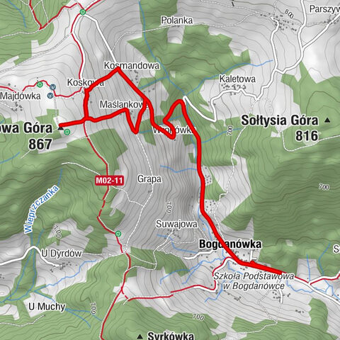 Syrkówka - Kościół pw. Świętego Jana Chrzciciela w Bogdanówce - Czopowa - Koskowa Góra