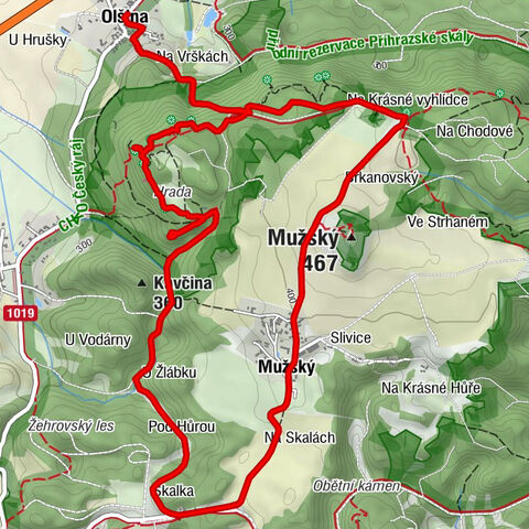 Olšina - Pod Hrady - Kavčina - Mužský