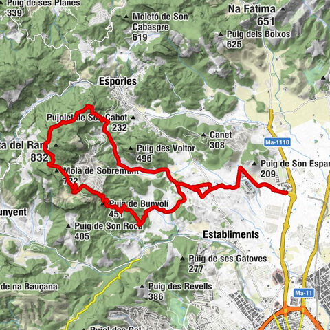 UIB - Establiments Nou - coll de s'Heura - Puig de Bunyolí