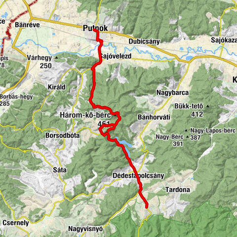 Mályinka - Három-kő-bérc - Szilas-tető - Putnok