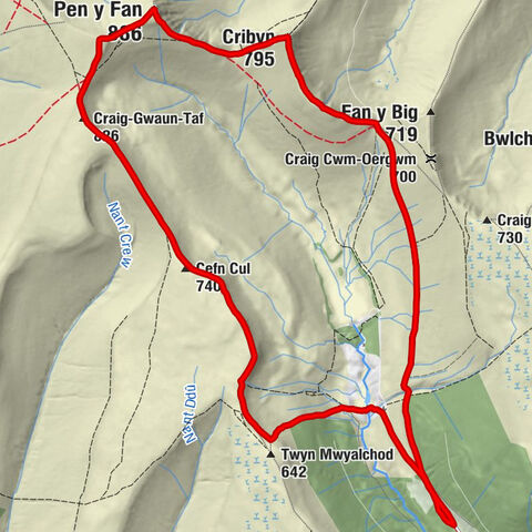 Llanfrynach - Cefn Cul - Corn Du - Pen y Fan
