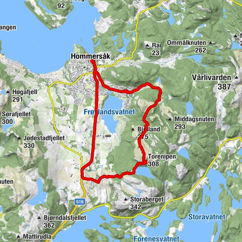 Hommersåk - Øykjafjellet - Torenipen - Vågen
