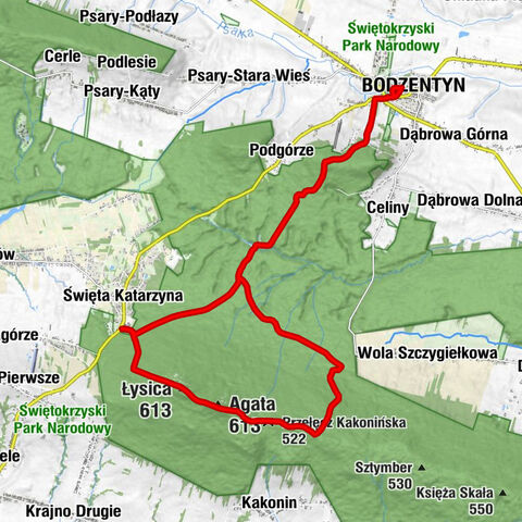 Bodzentyn - Miejska Góra - Agata - Łysica