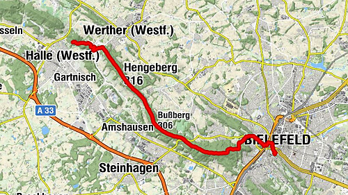 Halle (Westf.) - Hengeberg - Hünenburg - Bielefeld