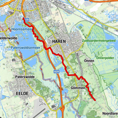 Groningen - Haren - Harendermolen - Glimmen