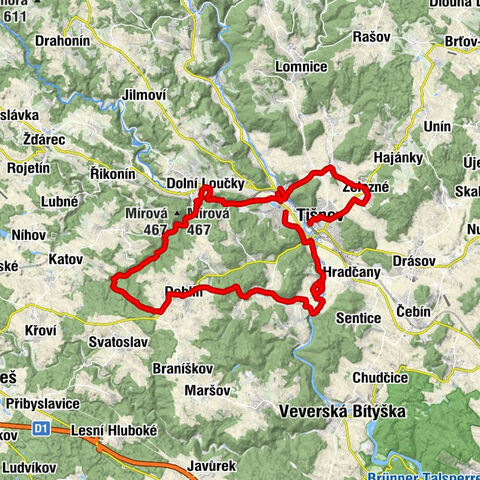 Předklášteří - Na Gruntě - sv. Bedřicha - Tišnov