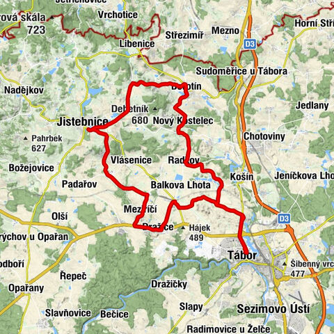 Jordánský vodopád - Tábor - Pražské předměstí - Jistebnice