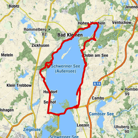 Kirche Hohen Viecheln - Mensa Diakonie Neues Ufer - Seewarte - Hohen Viecheln