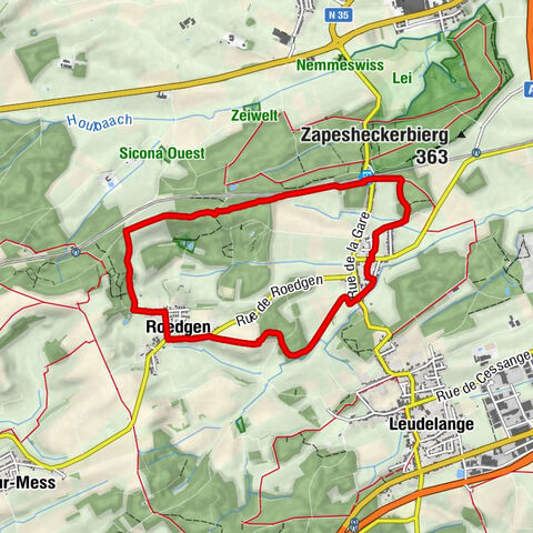 Leudelange-Gare - Schléiwenhaff - Roedgen - Leudelange