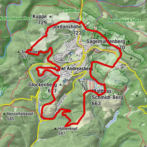 Jordanshöhe - Matthias-Baude - Matthias-Schmidt-Berg - Sankt Andreasberg