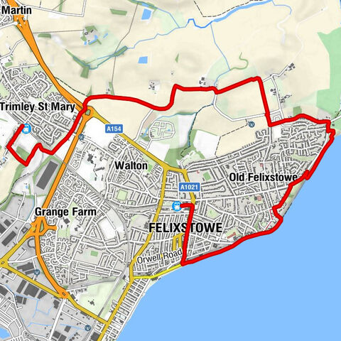 Trimley St Mary - The Dip - Cobbold's Point - Felixstowe