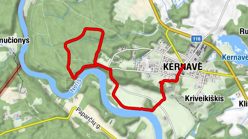 Baltas kalnas - Svistūnai - Kernavės Švč. Mergelės Marijos Škaplierinės bažnyčia - Kernavė