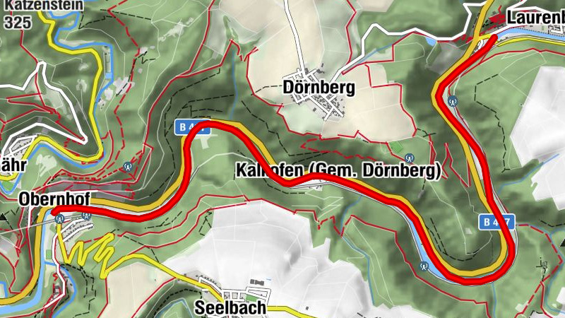 Fiume per canoa Lahn, 23° tappa da Laurenburg-Brücke a Obernhof-Brücke