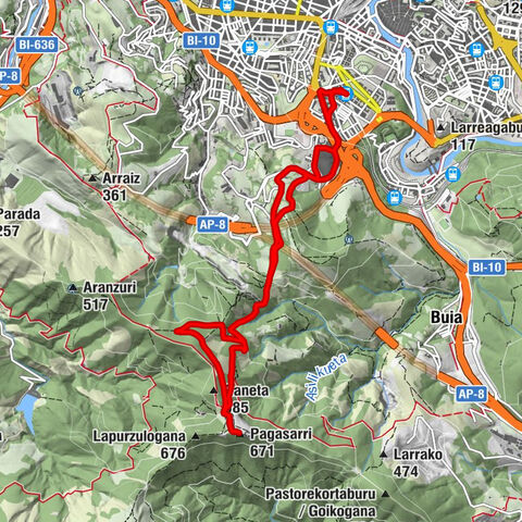 Miribilla - Lourdesko Amaren eliza - Ganeta - Pagasarri