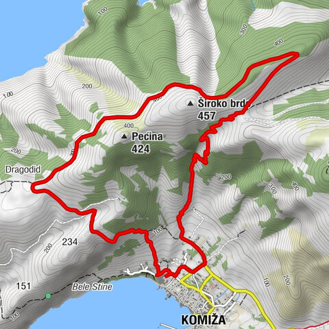 Komiža - Dragodid - Široko brdo