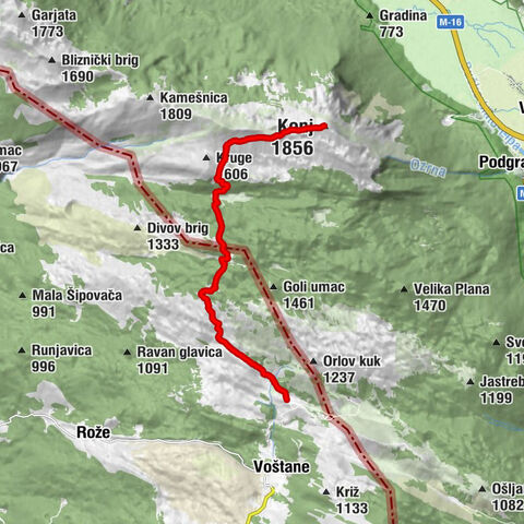 Poduba - Bašići - Planinarsko sklonište Sveti Mihovil - Konj