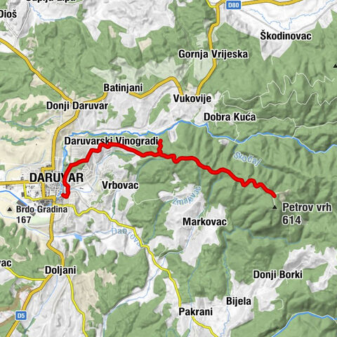 Daruvar - Daruvarski Vinogradi - Planinarski dom Petrov vrh