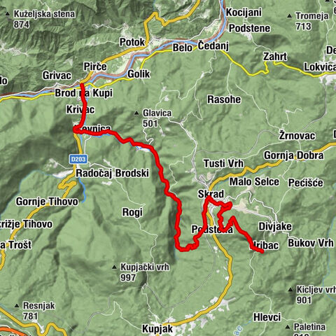 Petrina - Mance - Skradski vrh - Hribac
