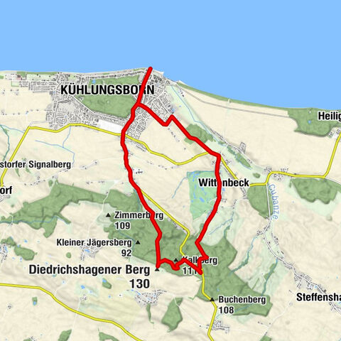 Kühlungsborn - Nasse Ecke - Kalkberg - Diedrichshagener Berg