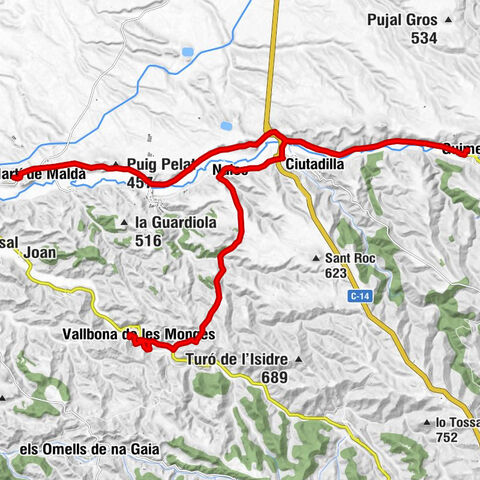 Vallbona de les Monges - Santa Maria - Puig Pelat - Sant Martí de Maldà