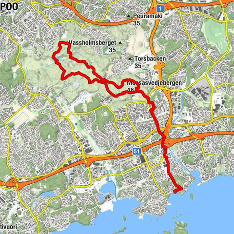 Koukkuniemi - Kabiksenkallio - Mossasvedjebergen - Espoo