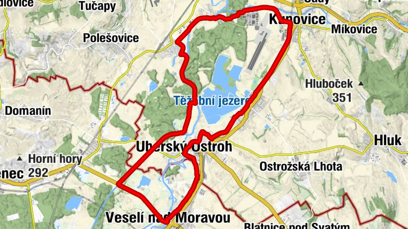 Kunovice - Uherský Ostroh - Veselí nad Moravou - Zvonice