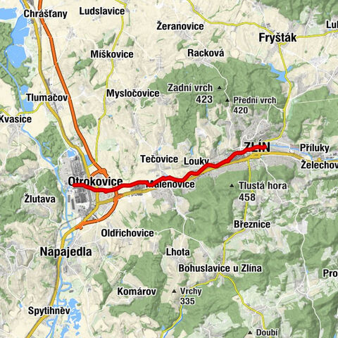 Zlín - Svit-rybníky - Louky - Otrokovice