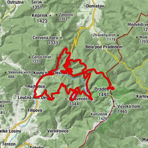 Penzion Zálesí - Praděd - Dlouhé stráně - Rejhotice