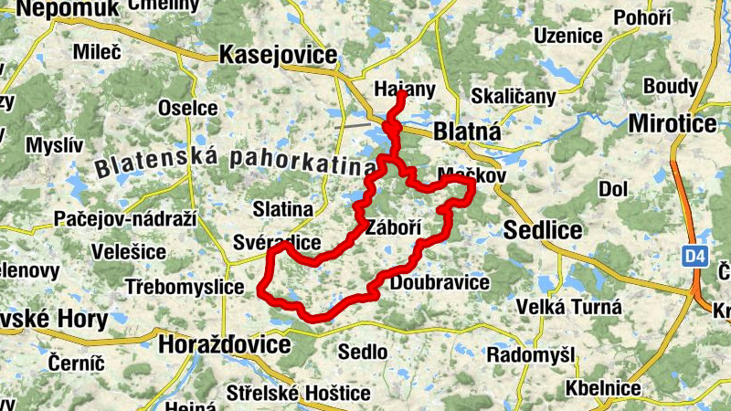 Hajany - Vrbno - Čečelovice - Míšná hora