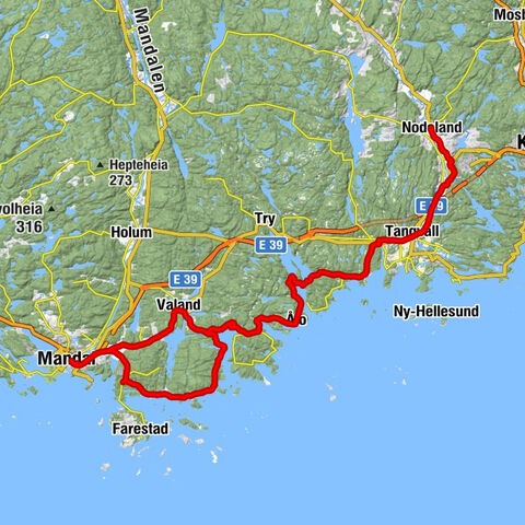 Nodeland - Søgne hovedkirke - Harkmark kirke - Fossmoen