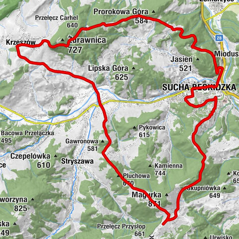 Beskid - Żmijowa - Przełęcz Carhel - Pluchowa