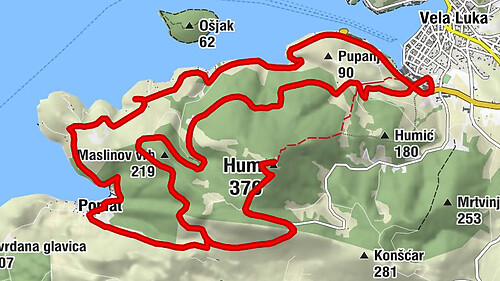 Vela Luka - Poplat - Hum - Maslinov vrh