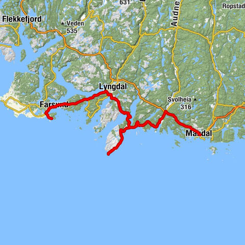 Lunde bedehus - Spangereid kirke - Fjeldskår bedehus - Øvrebyen