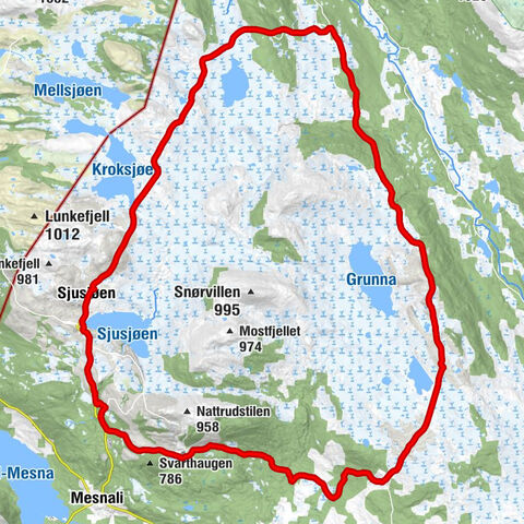 Sjusjøen - Nedre Vassbakken - Lauvlia - Ljøsheim
