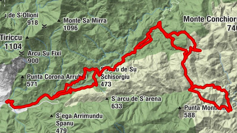 Sa Spindua - S'Arcu de Su Schisorgiu - mitza Monti Mannu - Medau di Monte Nieddu