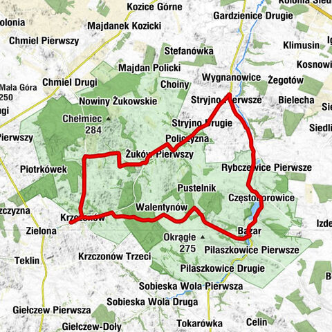 Rynek - Kaplica - Kościół pw. Wniebowzięcia Najświętszej Maryi Panny w Krzczonowie - Kościół pw. Matki Boskiej Królowej Polski w Żukowie