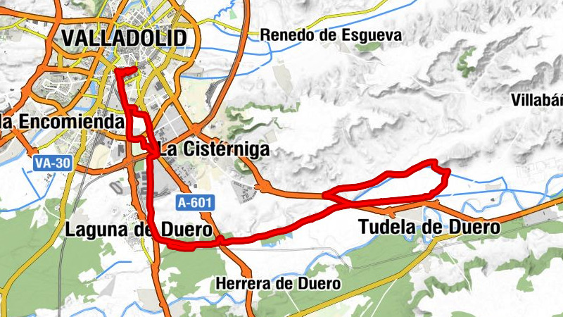 Valladolid - Campo Grande - Valladolid - Ciudad de la Comunicación - Laguna de Duero