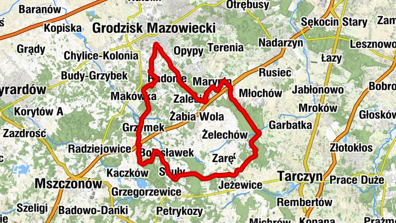 Pieńki Słubickie - Słubica B - Słubica A - Grodzisk Mazowiecki