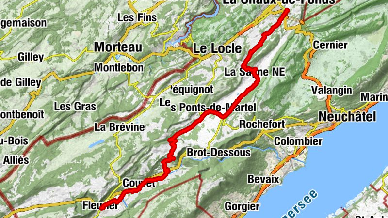 La Chaux-de-Fonds - La Sagne NE - Plamboz - Fleurier
