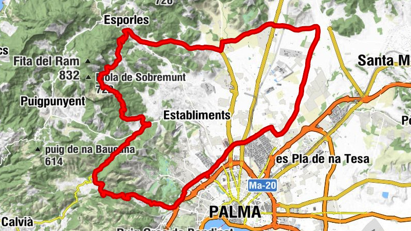 Palma - Skalop - Puig de Bunyolí - coll de s'Heura
