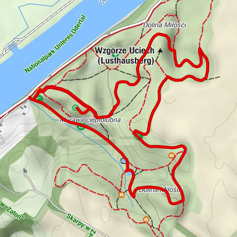 Zatoń Dolna - Wzgórze Uciech (Lusthausberg) - Wzgórze Pamięci (Berg des Gedenken) - powiat gryfiński