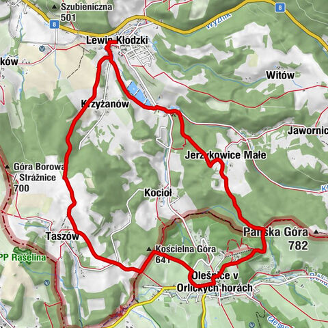 Lewin Kłodzki - Panský vrch - Kostelní vrch - Zámeček