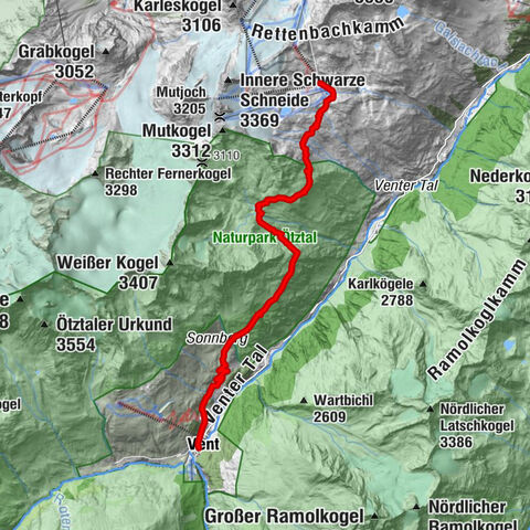 Sentiero d'alta quota Tiefenbach - Villaggio alpinistico Vent